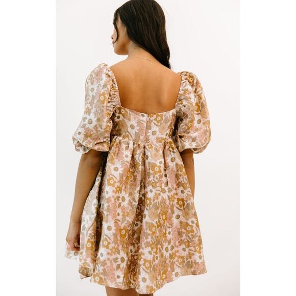 Storia Floral Shimmery Babydoll  Mini Dress Size S - Picture 4 of 6